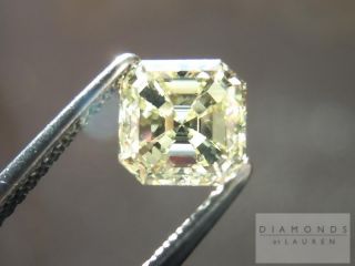 02Ct Asscher Cut Fancy Light Yellow VS1 3 Stone Ring R1093 Diamonds 