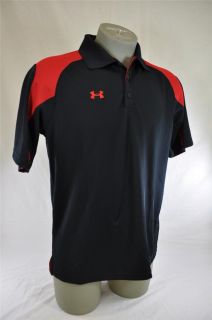   Red Button Neck Polo Short Sleeve Mens Medium Athletic Wear