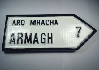 Old Irish County Armagh Road Sign from Ireland GAA V