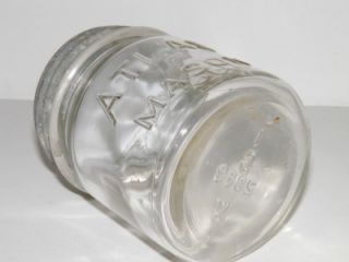 Antique Clear Glass Atlas Canning Mason Jar Fruit Jar with Original 