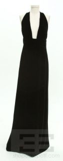 Armani Collezioni Black Velvet Cross Back Long Dress Size 14