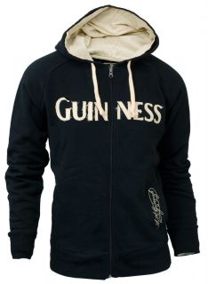 Guinness Black Zip Hoodie with Arthur Guinness Signature Applique 