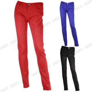 Pantalones de Colores Atrevidos Pantalon Pitillo Elástico Color Rojo 