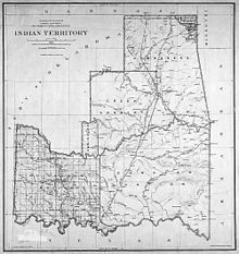 RARE Full Color Indian Territory Map w Atoka R E Co Ad