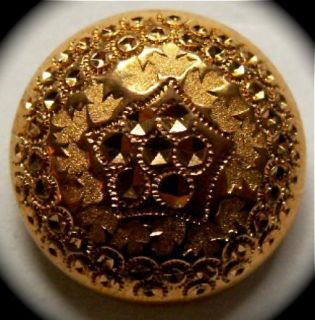   Button Gorgeous Medium Early Gilt Brass Attleboro Backmark