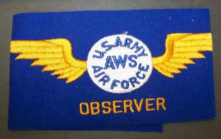   MILITARY BLUE PATCH  U.S.ARMY AWS AIR FORCE OBSERVER 18x 4 ARM BAND