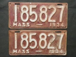 1934 Massachusetts License Plates 185 827