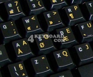 Programmer Dvorak Keyboard Sticker with Yellow Letters