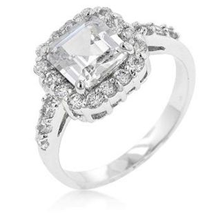This ring has a very beautiful CZ center stone in asscher cut. The 