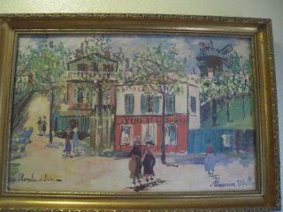Maurice Utrillo V Montmartre Print on Canvas Framed Circa 40s 20L x 