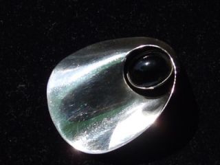   Taxco Pin Brooch Signed Marked TM 78 925 Mobius Strip Onyx RARE