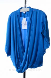 Diane Von Furstenberg L 12 14 Clean Keiko Top Sailor Blue Draped Shirt 