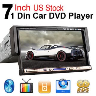 Single 1 DIN 7 Car Stereo DVD Player CD VCD iPod TV  Bluetooth 