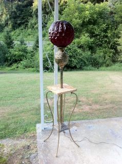 Antique Gone with The Wind Piano Lamp with Marble Table