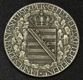 1918, Saxony, Frederick August III. Poultry Farming Association Silver 