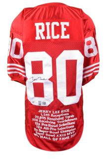 Jerry Rice Autographed Stat Jersey   Rice Holo &   JSA Certified