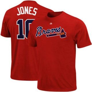 Majestic Chipper Jones Atlanta Braves 10 Player T Shirt Red