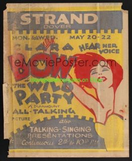 The Wild Party Movie Poster Original 1929 Clara Bow Window Card V Poor 