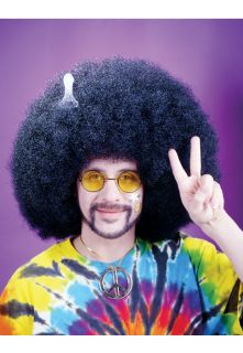 Super Afro Black Jumbo 70s Disco Hippie Men Costume Wig