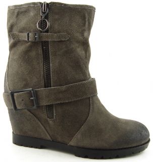 Ash Subway Grey Suede Womens Designer Shoe Buckled Ankle Boots 10 EUR 