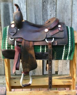 Used Cutting Saddle 16 5 by Larry Coats San Angelo TX