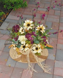 Fall Floral Creel Basket Door Wall Arrangement Everyday Decor Outdoor 