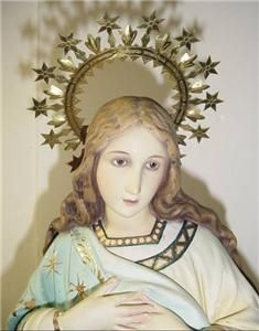 Vintage Assumption of Mary Statue Mary Angels Have Glass Eyes Made in 