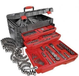 Craftsman Auto Car Repair Ratchet Socket Lot Tool Set Carry Tool Box 
