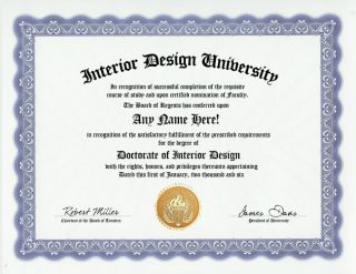 Interior Design Diploma Decorator Degree Designer Gift