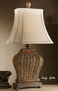 Augustine Woven Basket Design Brown Table Lamp Lighting Horchow 