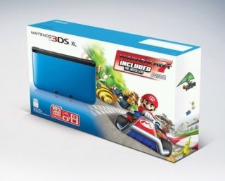 Nintendo 3DS XL Blue System Holiday Bundle MARIO KART 7 Game Pre 