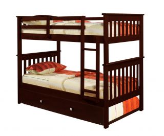 Twin Twin Mission Bunkbed w Trundle Cappuccino DFW