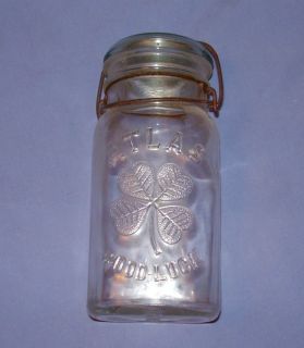 Atlas Quart Jar Bail Type Fruit Canning Jar Vintage Depression Era 