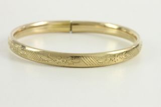   Estate Jewelry Gold Filled Engraved Floral Baby Bangle Bracelet
