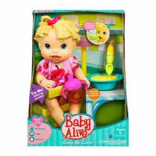Baby Alive   BABY ALL GONE Doll Talks & No Mess Eats & Drinks Blonde 