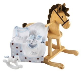 Baby Aspen Rockabye Baby Rocking Horse with Plush Toy and Layette Gift 