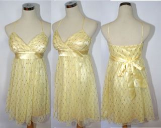 Darlin $80 Yellow Silver Juniors Cocktail GOWN13