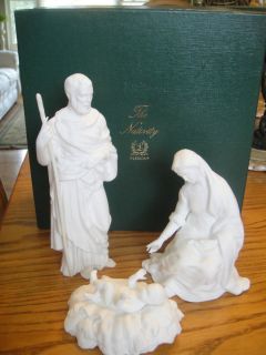   The Holy Family White Bisque Mary Joseph Baby Jesus w Box