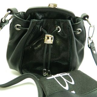 Makowsky AUTH Black Leather Betty Mini Frame Glove Crossbody Bag 