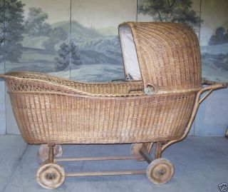 Sale Antique Wicker Baby Buggie Carriage Pram Stroller