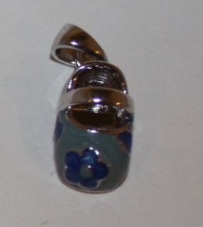 Sterling Silver Blue Baby Shoe Charm Pendant