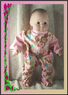 Doll Clothes Baby Footed Pajamas Fit 16 inch American Girl Bitty 