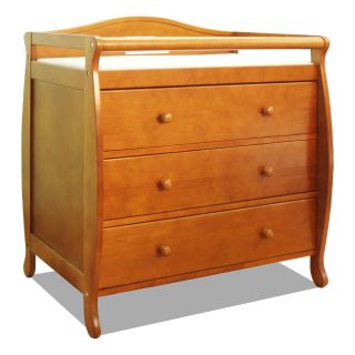 Changing Table 3 Drawer Dresser Pecan Wood Nursery Furniture Baby 