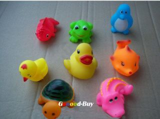 Lots 8 Baby Bath Toy Rubber Funny Squeak Animals