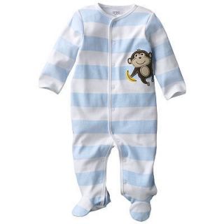 Carters Baby Boy Clothes Sleepwear Pajama Blue Monkey 3 6 9 Months 