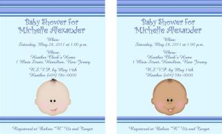 10 Sweet Baby Boy Face Personalized Baby Shower Invitations w 