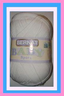 Bernat Baby Sport Knitting Crochet Yarn White Big Ball