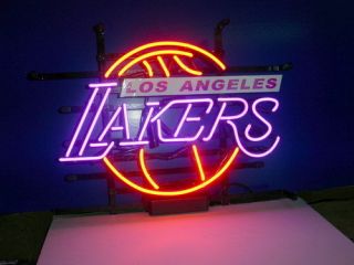 NEW NBA LOS ANGELES LAKERS BASKETBALL REAL NEON LIGHT BEER BAR PUB 