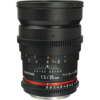 the samyang 35mm t1 5 cine lens for canon ef with geared manual focus 