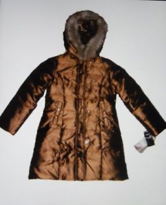 Baby Phat Girls Gold Winter Down Coat Jacket Gold Leopard Fur s M XL 